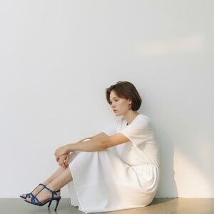 De Blossom Collection Women's Strappy Rhinestone Heels‎ Open Toe Blue Sandals